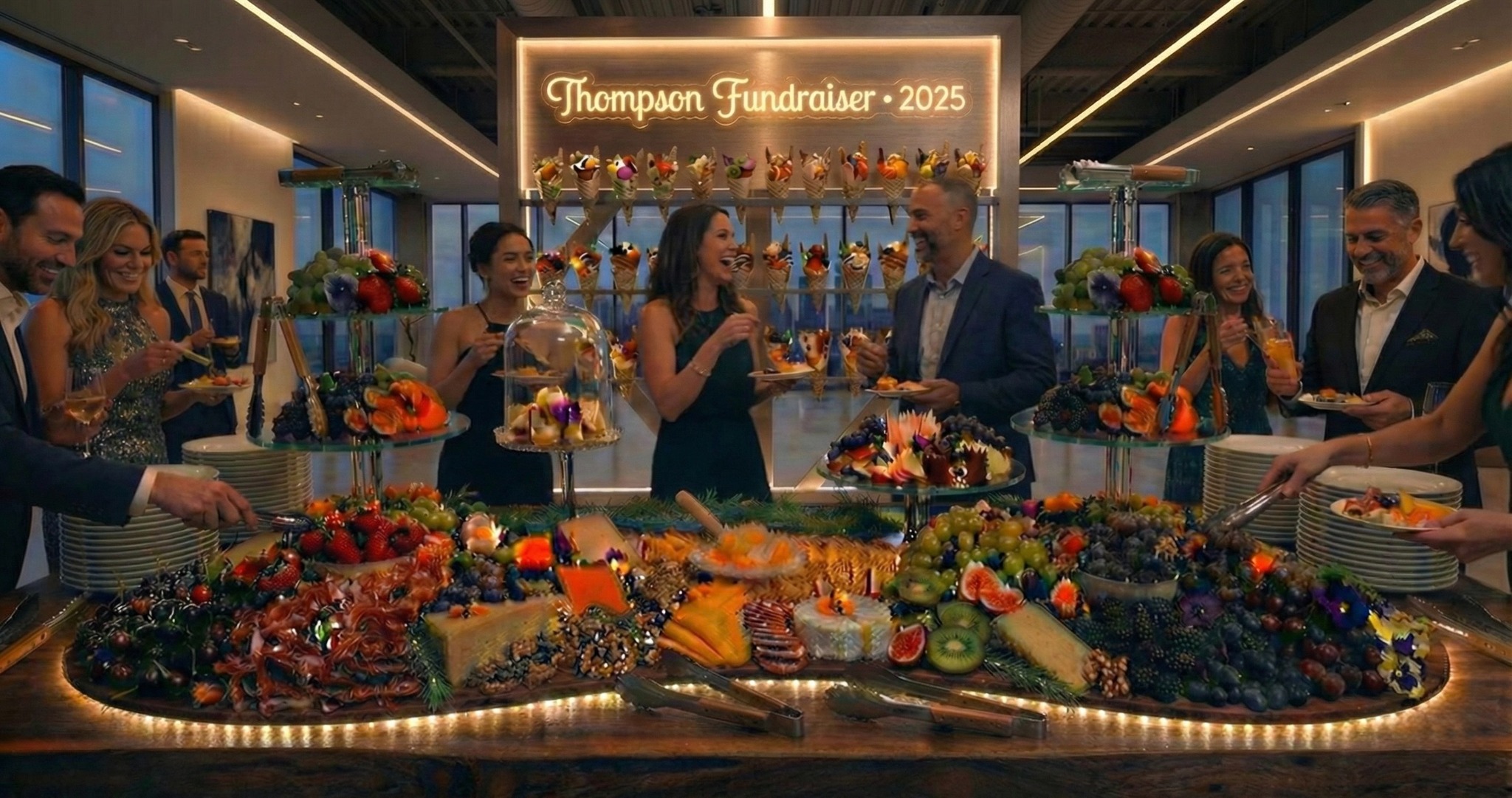 Fundraiser grazing table with tower