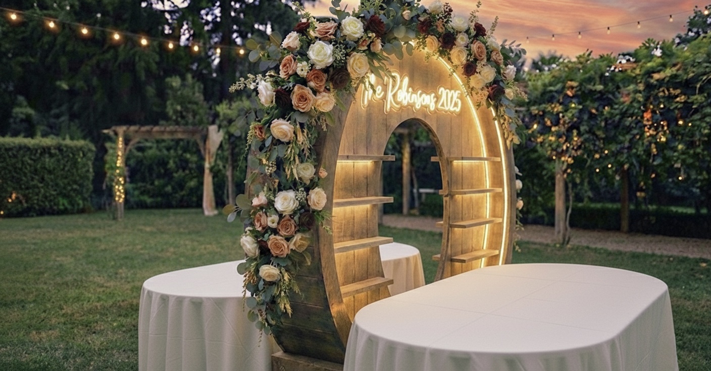 Wedding grazing table with custom signage